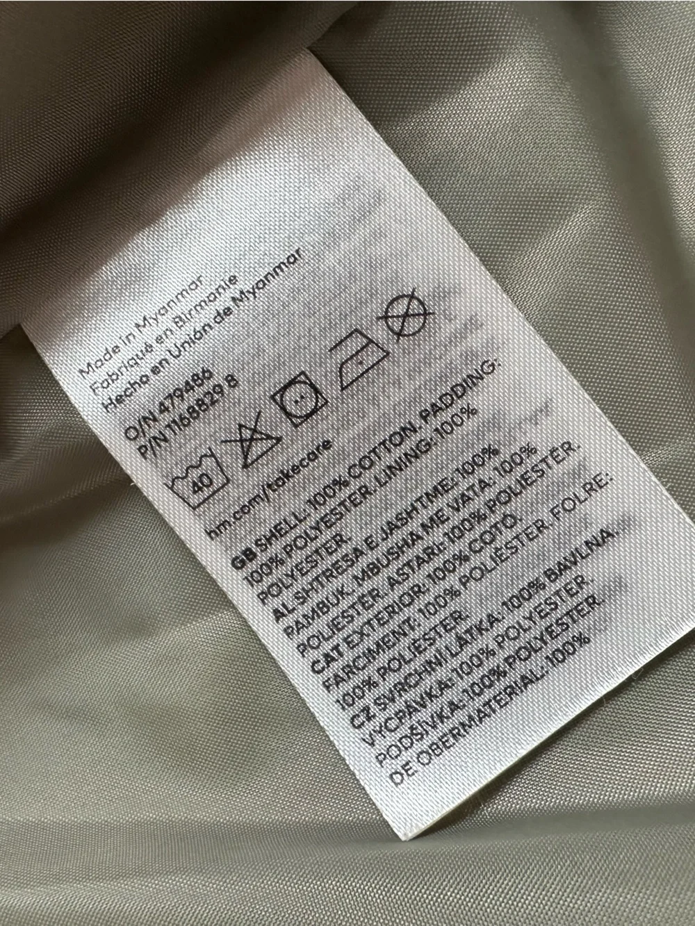 H&M 9M Olive Green Quilted Puffer Jacket